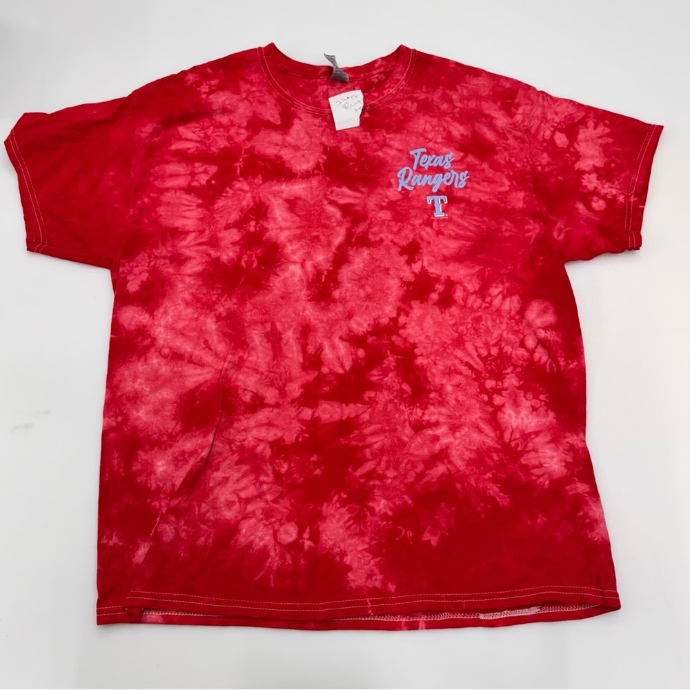 NWT Texas Rangers Tie Dye Red Women’s Graphic T-Shirt Short Sleeve Top Size XL